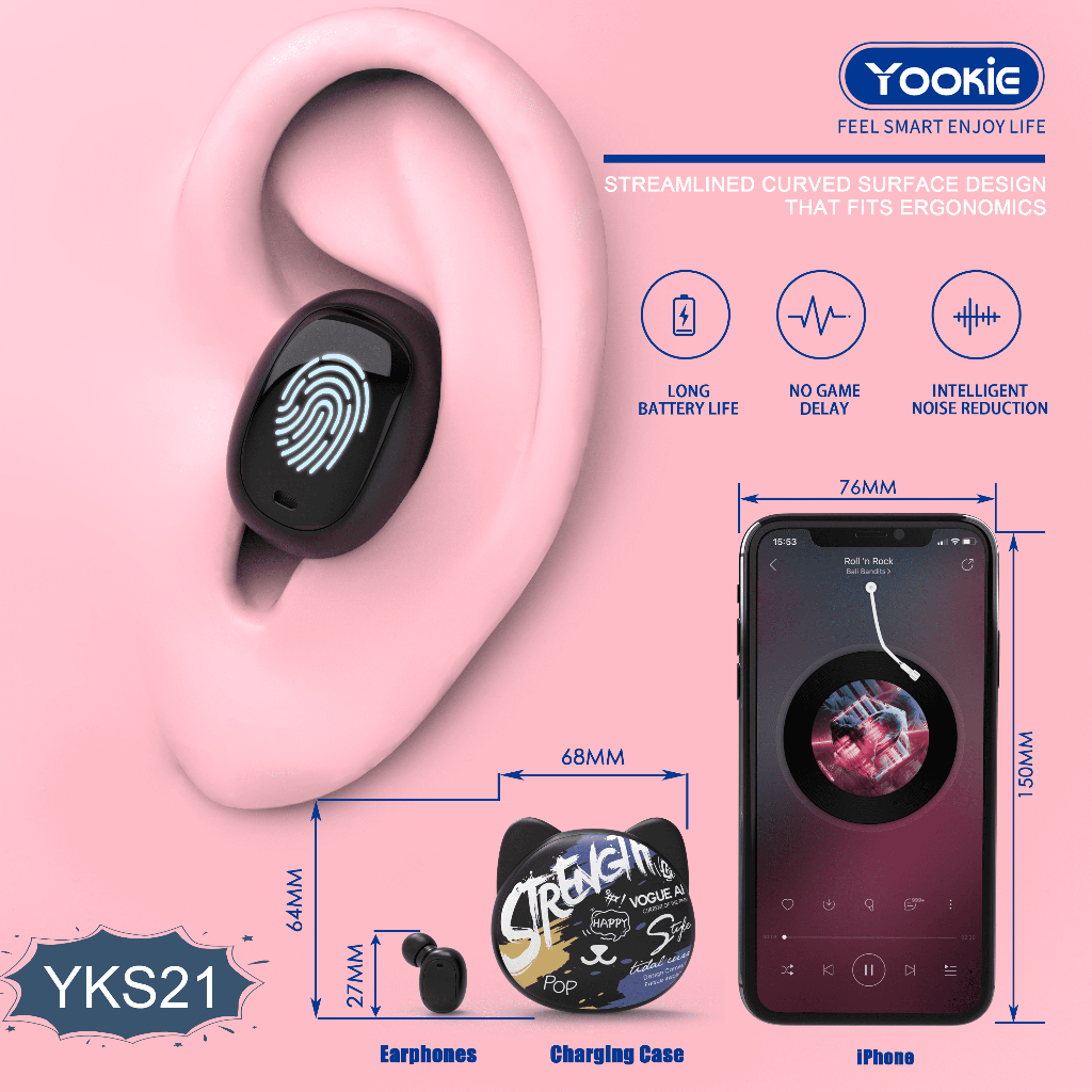 yookie-yks21-หูฟังไร้สาย-หูฟังบลูทูธ-tws-5-0-true-wireless-stereo-headphones-earphone-earbuds-with-charging-case