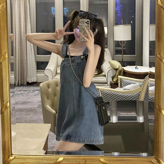 👚Anna👚กระโปรงยีนส์เอวสูงวินเทจ, กระโปรงยีนส์สําหรับผู้หญิง, Strap Denim Skirt 🍬🍬จัดส่งจากประเทศไทย S-XL!!J7004