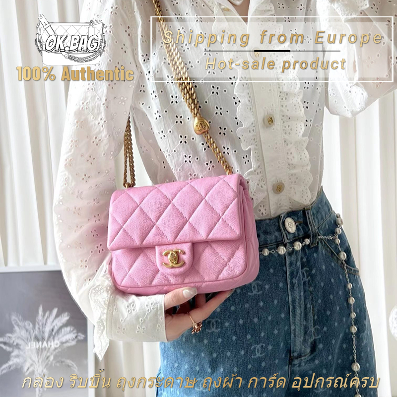 ชาแนล-chanel-23p-calfskin-pink-medium-flap-chain-bag-สุภาพสตรี-กระเป๋าสะพายไหล่