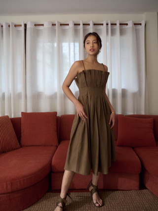 FABLAB DUNNE Camilia Dress (brown) เดรสสายเดี่ยวสไตล์มินิมอล