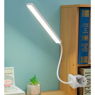 โคมไฟตั้งโต๊ะ โคมไฟแบบหนีบขอบโต๊ะ LED ปรับแสงได้3สี ไร้สาย USB หนีบหัวเตียง เหมาะอ่านหนังสือถนอมสายตา