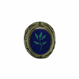 แหวนหินลาพิสลาซูลี่ หินแท้ธรรมชาติ แหวนหินแท้ ลายใบไม้ ขนาด 57 Natural Lapis Lazuli Signet Leaf Ring Size 57 or 8US