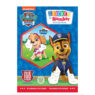 Paw Patrol Sticker by Number Activity Book includes six vibrant pictures and over 100 stickers for you to use.