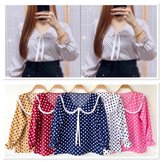 เสื้อคอปกผู้หญิงแต่งลูกไม้ มาใหม่🌷สาวๆน่ารักอวบใส่ได้อก42"ขายดี