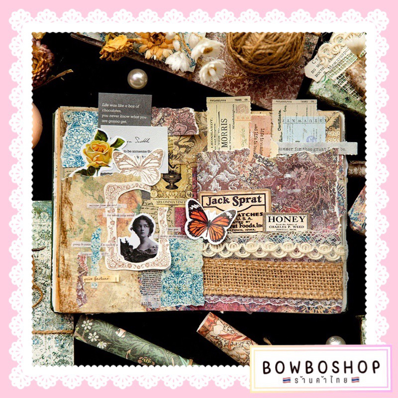 bowboshop-20แผ่น-แพ็ค-กระดาษสีน้ำมันสไตล์วินเทจขนาดใหญ่-สำหรับตกแต่ง-diy-พร้อมส่งจากไทย