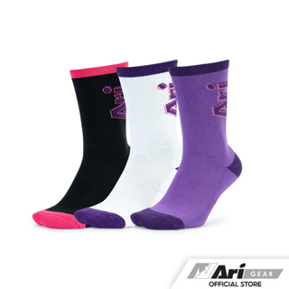 ARI RETRO CYBER SOCKS - WHITE/BLACK/PURPLE ถุงเท้าอาริ เรโทไซเบอร์ สีขาว