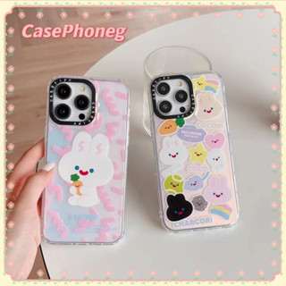 🍑CasePhoneg🍑ป้องกันการหล่น ขอบเต็ม iPhone 11 14 pro max เส้นขอบโปร่งใส การ์ตูน กระต่าย หวานสวย case for iPhone 12 13