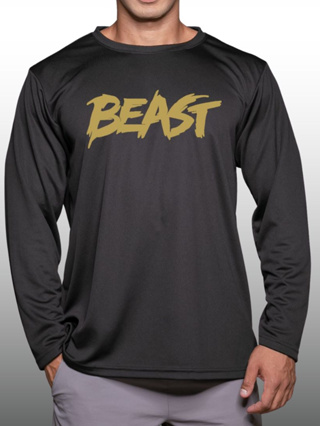 BEAST เสื้อแขนยาวนักกล้าม  Men’s Bodybuilding Long Sleeve Athletic Gym Shirt