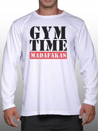 GYM TIME MADAFAKAS เสื้อแขนยาวนักกล้าม  Men’s Bodybuilding Long Sleeve Athletic Gym Shirt