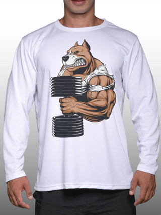 PITBULL เสื้อแขนยาวนักกล้าม  Men’s Bodybuilding Long Sleeve Athletic Gym Shirt