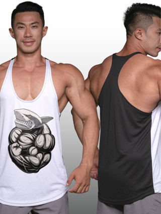 SHARK เสื้อกล้ามเพาะกายทรงคลาสสิค Bodybuilding Dry Fit Gym Tank Top