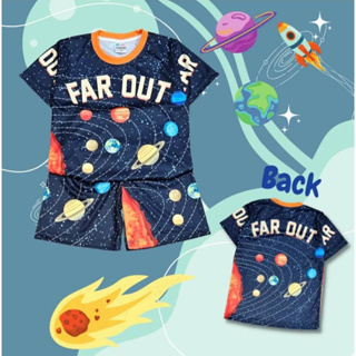 40 ชุดเด็ก ชุดเซ็ตเด็ก ลายการ์ตูน งานผ้าไมโคร (ผ้าลื่น) พิมพ์ลายการ์ตูน ลาย อวกาศ จักรวาล (เสื้อแขนสั้น + กางเกงขาสั้น)