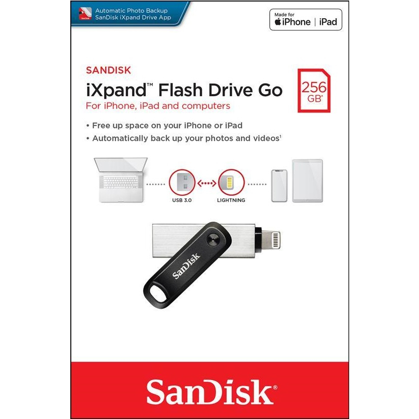 SanDisk iXpand 256GB Flash Drive Go SDIX60N-256G-GN6NE Black,USB 3.0 ...