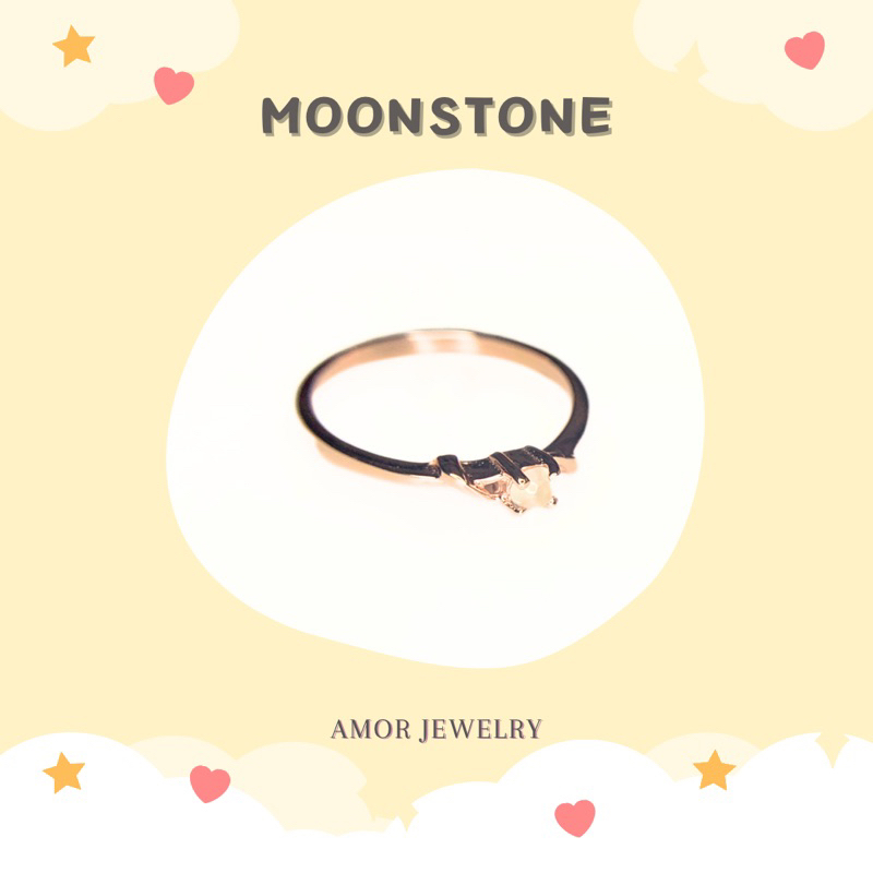 แหวนเงินแท้-925-ฝังพลอยมูนสโตน-moonstone-มินิมอลมากค่ะ