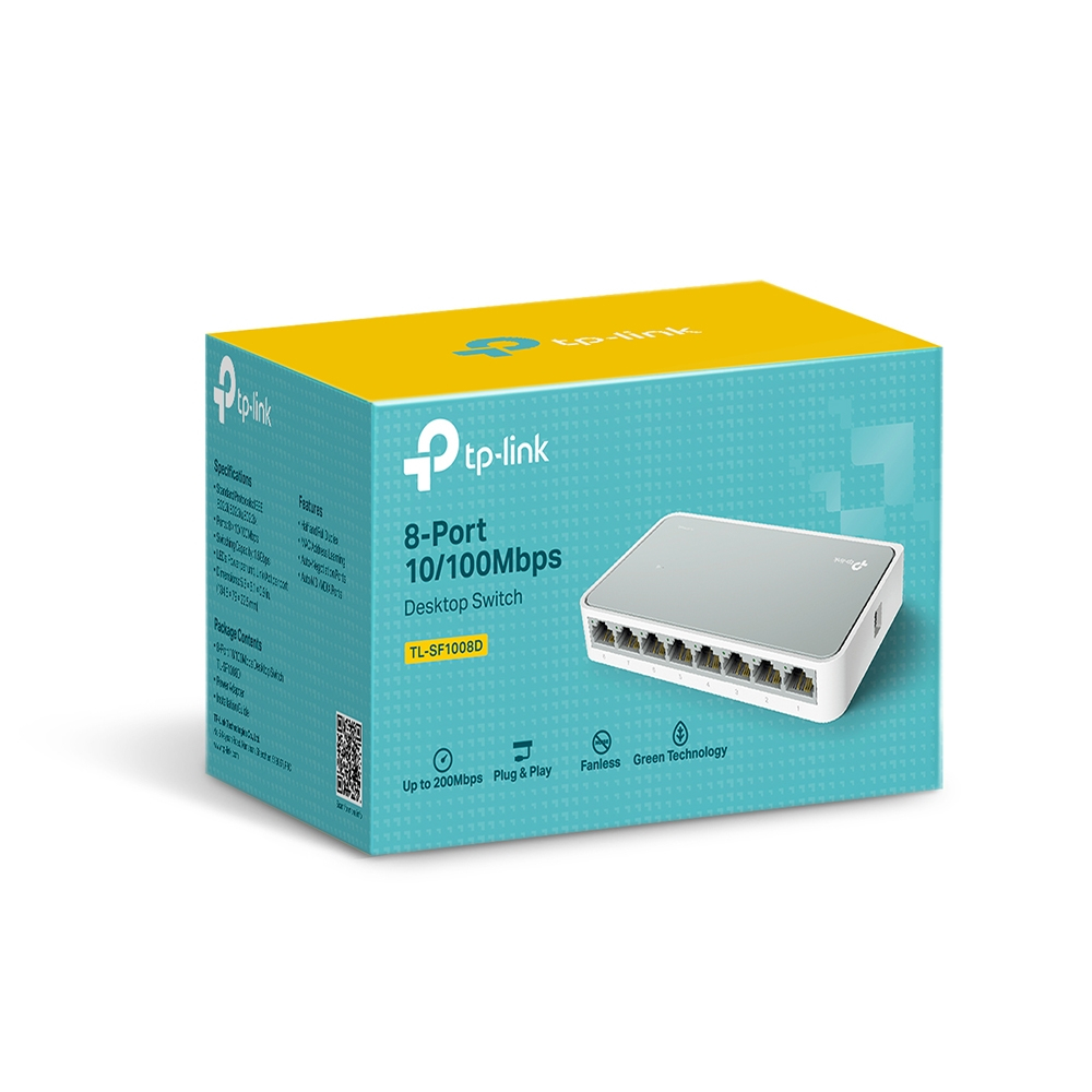 tp-link-sf1008d-8-port-10-100-mbps-desktop-unmanaged-switch-ของแท้-ประกันศูนย์-lifetime-warranty