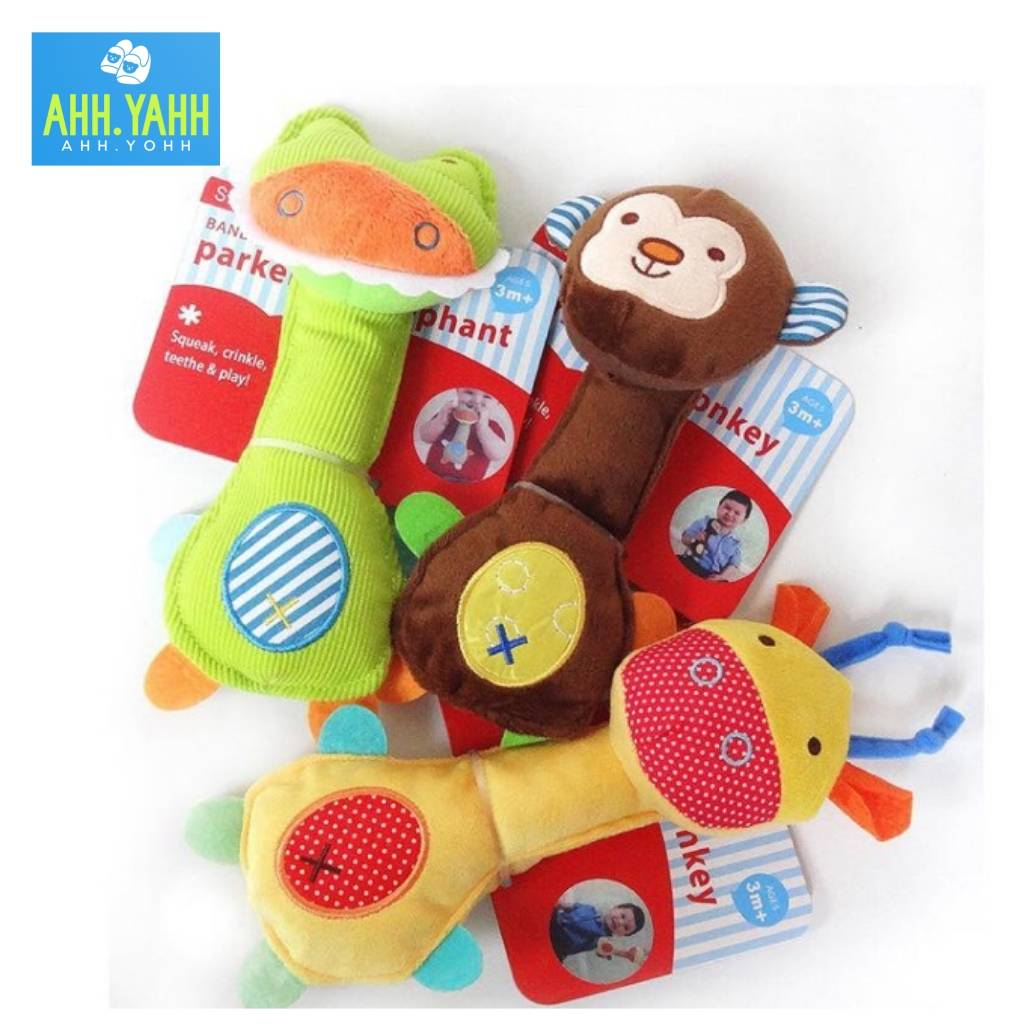 ahhyahhshop-ตุ๊กตาจับเขย่า-rattle-toy-ของเล่นมีเสียง-ของเล่นเด็กน้อย-ตุ๊กตาสัตว์-ตุ๊กตาเขย่ามือมีเสียง-เสริมพัฒนาการ