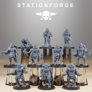 Grimdark scifi miniatures Scavenger Cyborgs - High quality and detailed 3d print miniature war game - StationForge