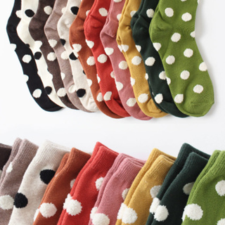 Chacha socks - ถุงเท้าข้อยาว dot dot แบรนด์นำเข้าจากเกาหลี