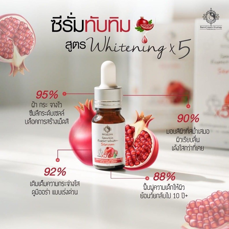 เซรั่มทับทิม-สูตร-ไวเทนนิ่งx5เผยผิวออร่าแบบเร่งด่วน