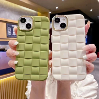 113 เคสโทรศัพท์มือถือ ซิลิโคนนิ่ม กันกระแทก ลายสาน 3D แฟชั่น สําหรับ iPhone14 15 pro Plus max