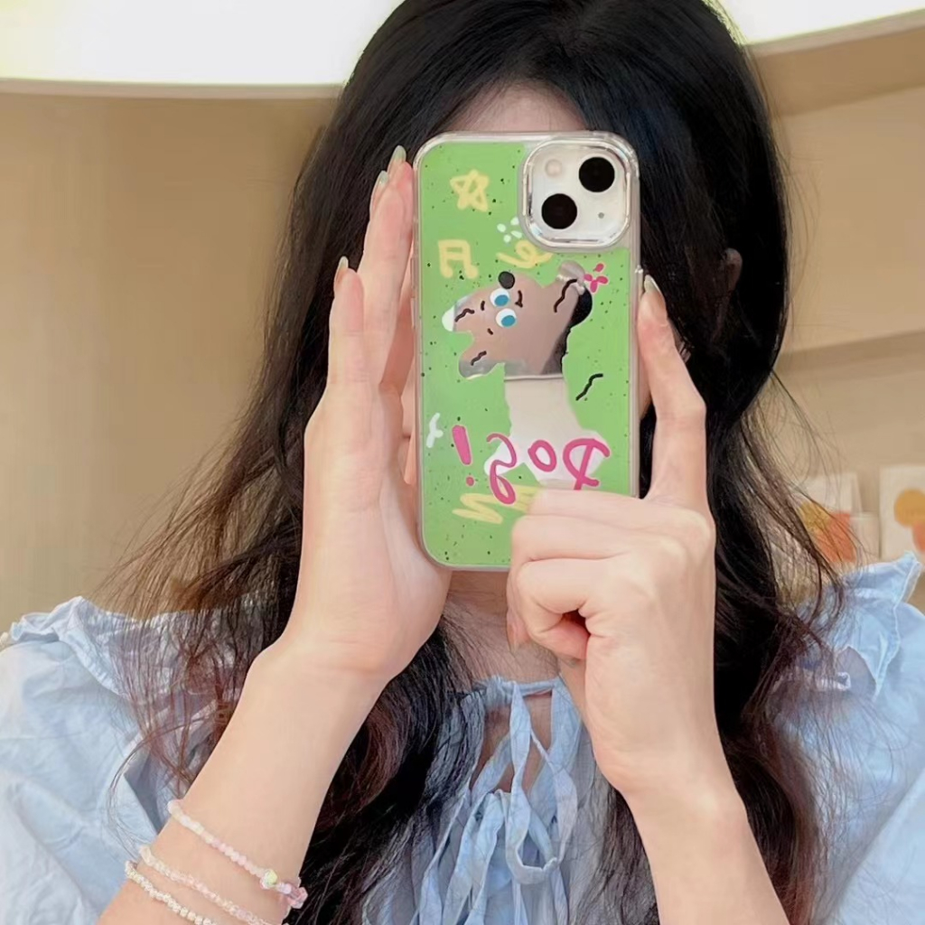 คูปองเคลม-เคสไอโ-case-for-iphone-11-12-ลูกสุนัขวิ่งน่ารัก-เคส-14-13-12-11-pro-max-electroplating-mirror-phone-case