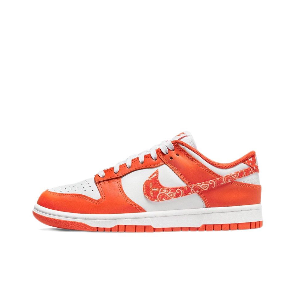 รับประกันของแท้-100-nike-dunk-low-ess-orange-paisley-white-orange-low-top-sneakers