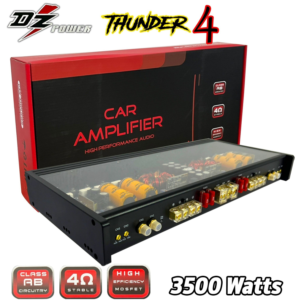 แอมป์4ชาแนล-3500-วัตต์-เพาเวอร์ขับกลาง-แหลม-dz-power-รุ่น-thunder-4-bk-150-4-class-ab-4channel