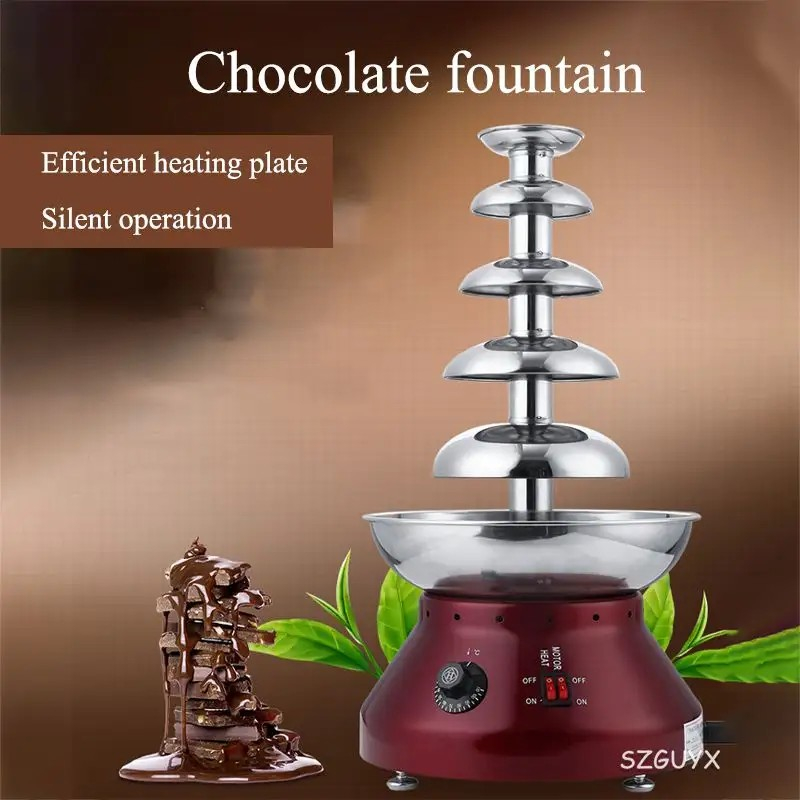 เครื่องทําน้ําพุช็อคโกแลต-5-ชั้น-chocolate-fondue-fountain-สแตนเลส304