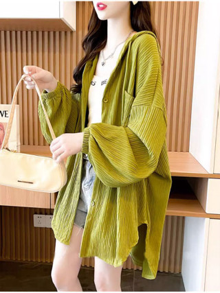 🚚PBB2996💨COD💨เสื้อเชิ้ตขนาดใหญ่แขนยาวคลุมด้วยผ้าผู้หญิงสีทึบเรียบง่าย เสื้อคลุมกันแดดแฟชั่นเกาหลีย้อนยุค ทรงหลวม