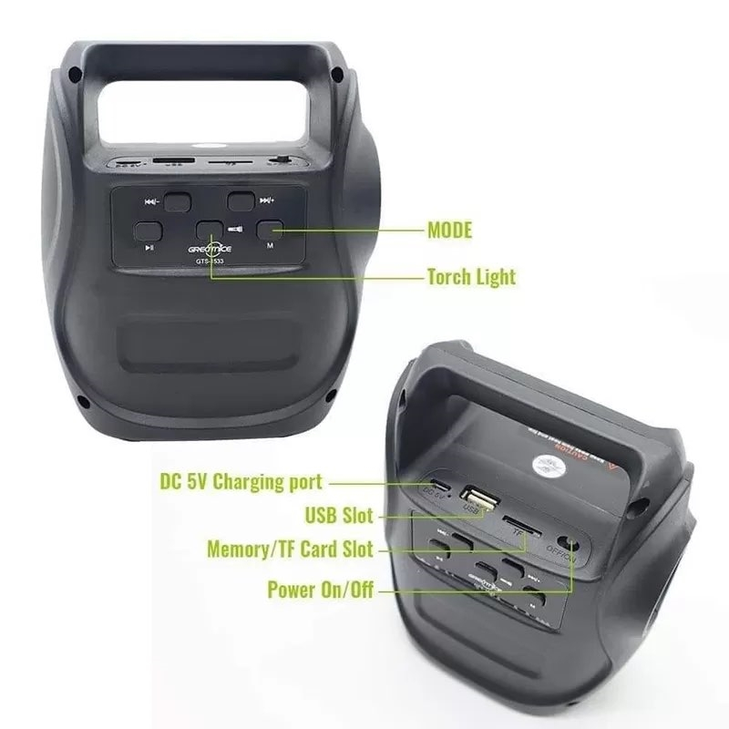 ลำโพงบลูทูธ-gts-1533-ดีไซน์สุดเก๋พร้อมกับไฟฉายในตัวลำโพง-พกพาง่าย-เสียงดี-คละสี