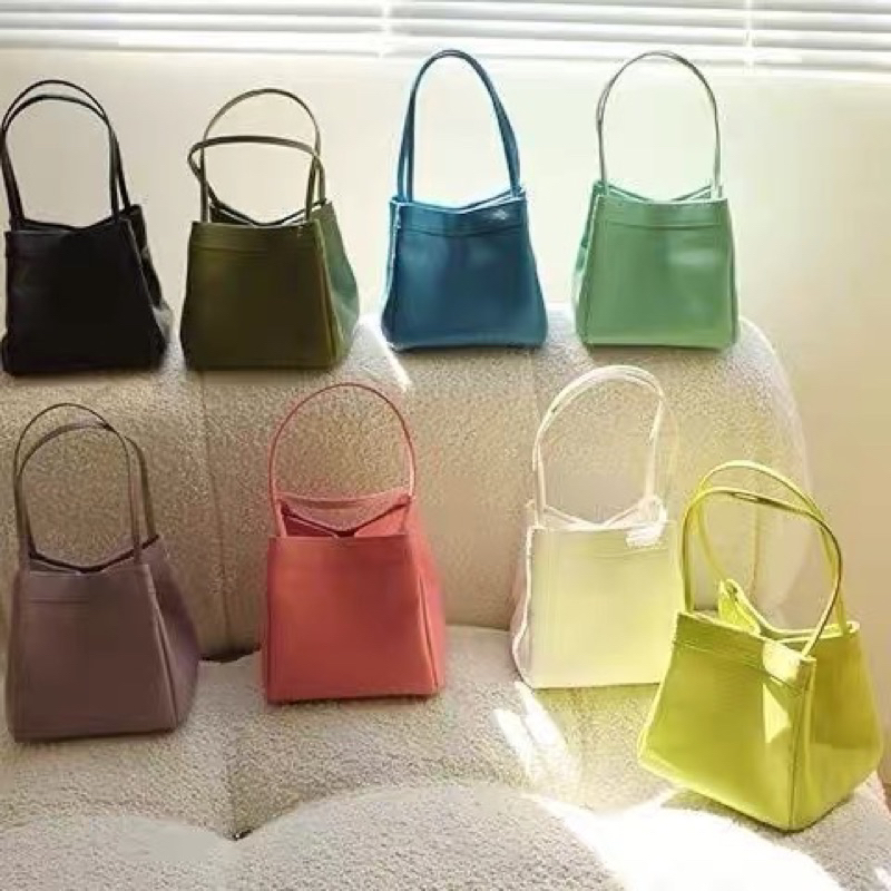 พร้อมส่งจากไทย ⭐️ กระเป๋าถือ กระเป๋าทรงถัง กระเป๋าทรงขนมจีบ หนังPU ...