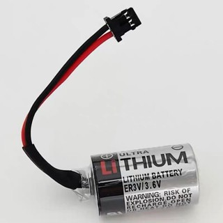 แบตเตอรี่ลิเธี่ยม TOSHIBA ER3V / 3.6V Lithium Battery 1/2 AA สำหรับ FUJI PLC CPM2A-BAT01 พร้อมสายและขั้วต่อสีดำ สีน้ำตาล