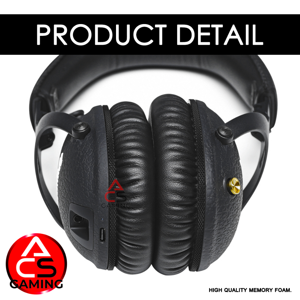 acs-ฟองน้ำหูฟัง-marshall-แบบหนัง-สำหรับรุ่น-monitor-ii-anc-monitor-2-headphone-memory-foam-earpads-จัดส่งจากกรุงเทพฯ