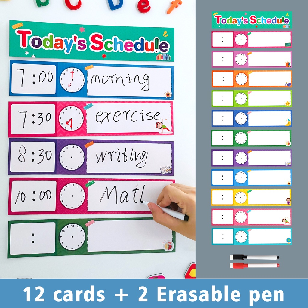 Schedule Pocket Chart Pencil Shape Daily Set - 24 Pcs Classroom  Organization With Dry-Erase Cards Dry-erase Pocket Chart, image size:1024x1024