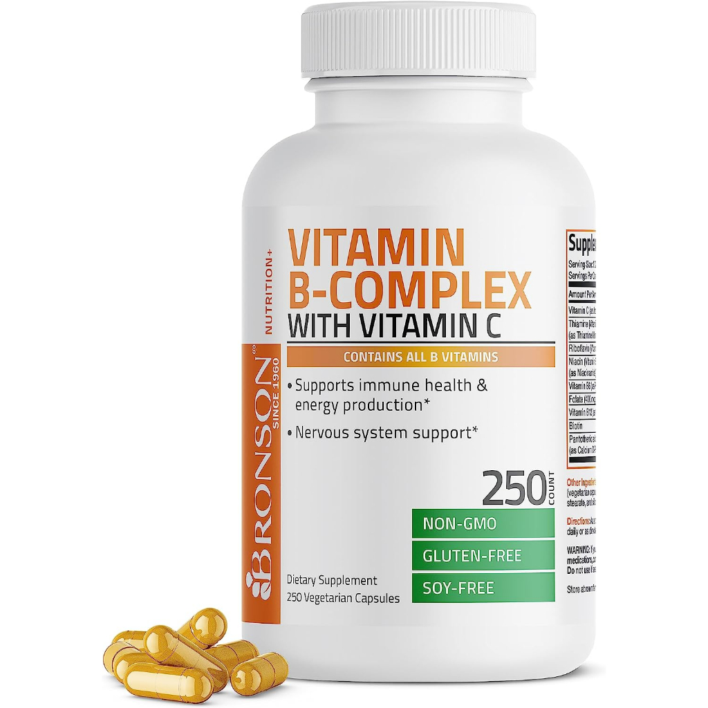 Bronson Vitamin B Complex with Vitamin C Immune Health 250 Vegetarian