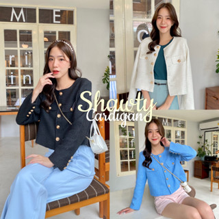 chuuchop_พร้อมส่งทุกสี(C8186)🥪🥙🍟Shawty cardigan คาดิแกนผ้าทวีด มี 3 สี