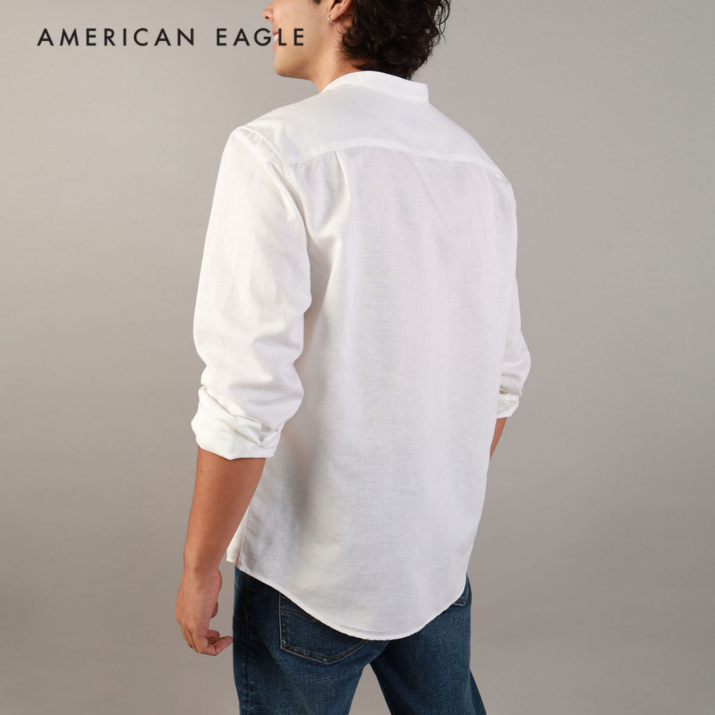 american-eagle-band-collar-linen-button-up-shirt-เสื้อเชิ้ต-ผู้ชาย-nmsh-015-2369-100