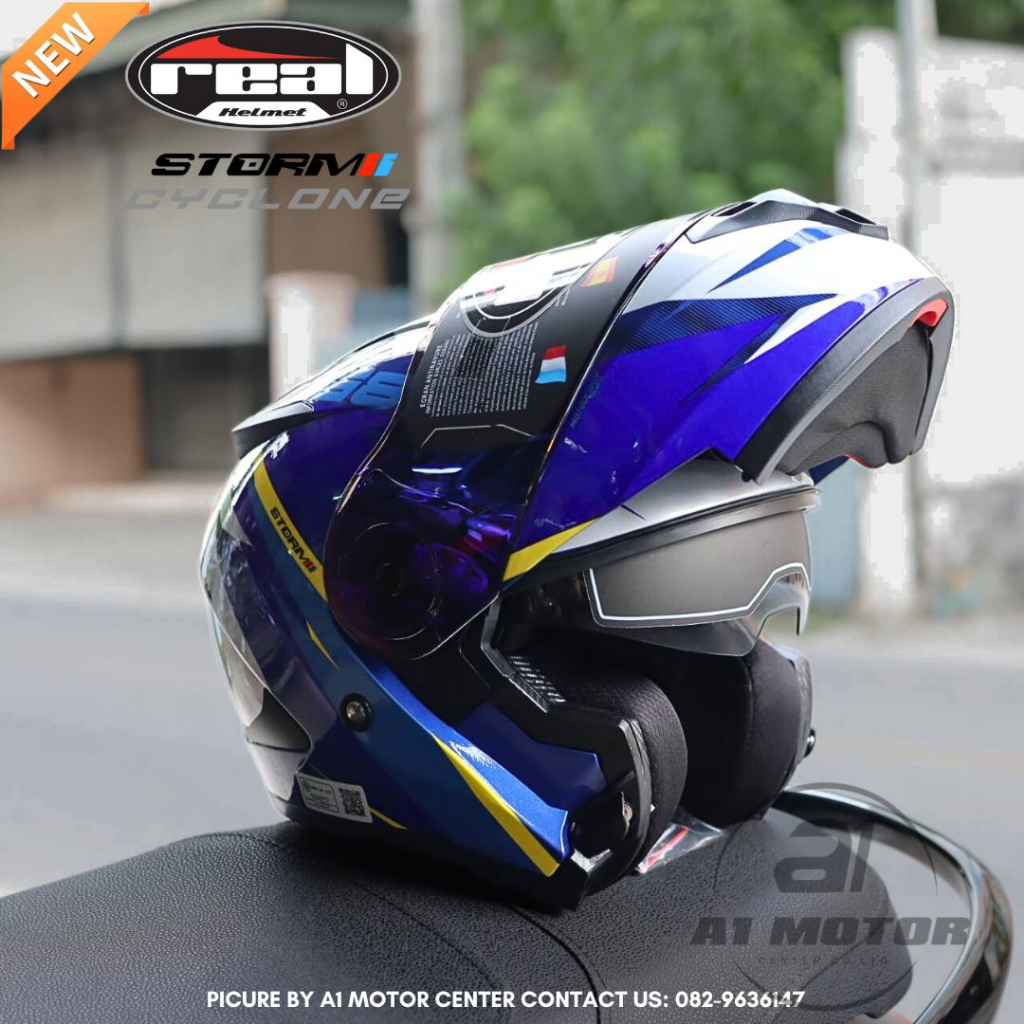 โมเดลใหม่ล่าสุด-storm-force-จาก-real-helmets-หมวกกันน็อคยกคาง-ถอซักได้-รรับการติดตั้ง-bluetooth