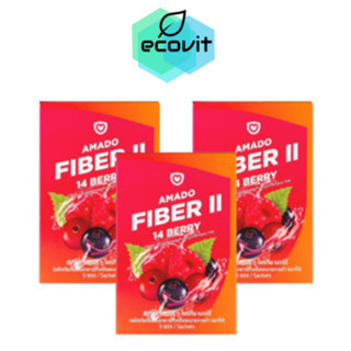 [3 กล่อง] Amado Fiber II 14 Berry อมาโด้ ไฟเบอร์ ทู โฟร์ทีน เบอร์รี่ [5 ซอง/กล่อง]