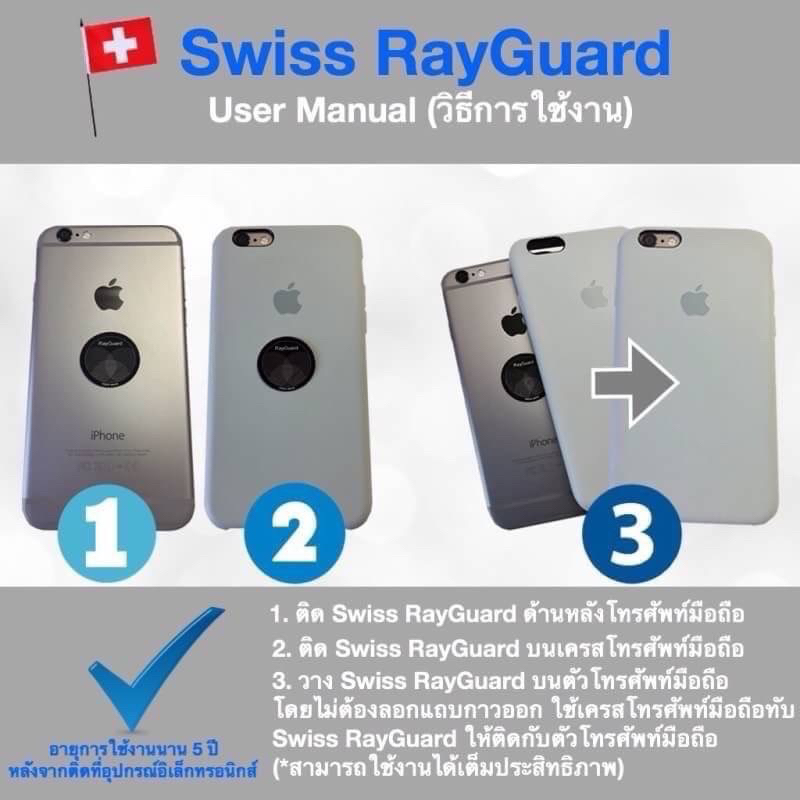 5g-swiss-ray-guard-แผ่นติดโทรศัพท์ป้องกันคลื่นแม่เหล็กไฟฟ้า-ป้องกันการรบกวนการนอนของเด็ก