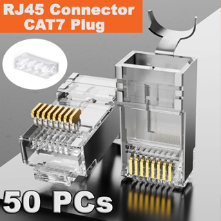 หัว RJ45 ตัวผู้ CAT7 ( ใช้แทนหัว CAT5e , CAT6 , CAT6a ได้ ) 50PCs Connector Network Cable Cat7 RJ45 plug shielded