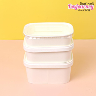 boxjourney กล่องอาหารสีขาววงรี ขนาด 750 มล. ฝากระดาษ (50 ชิ้น/แพ็ค)