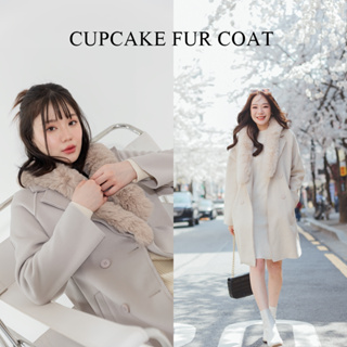 CUPCAKE fur coat เสื้อโค้ทผ้าวูล มีเฟอร์ สีสวยมาก ผ้าดีมากๆค่ะ