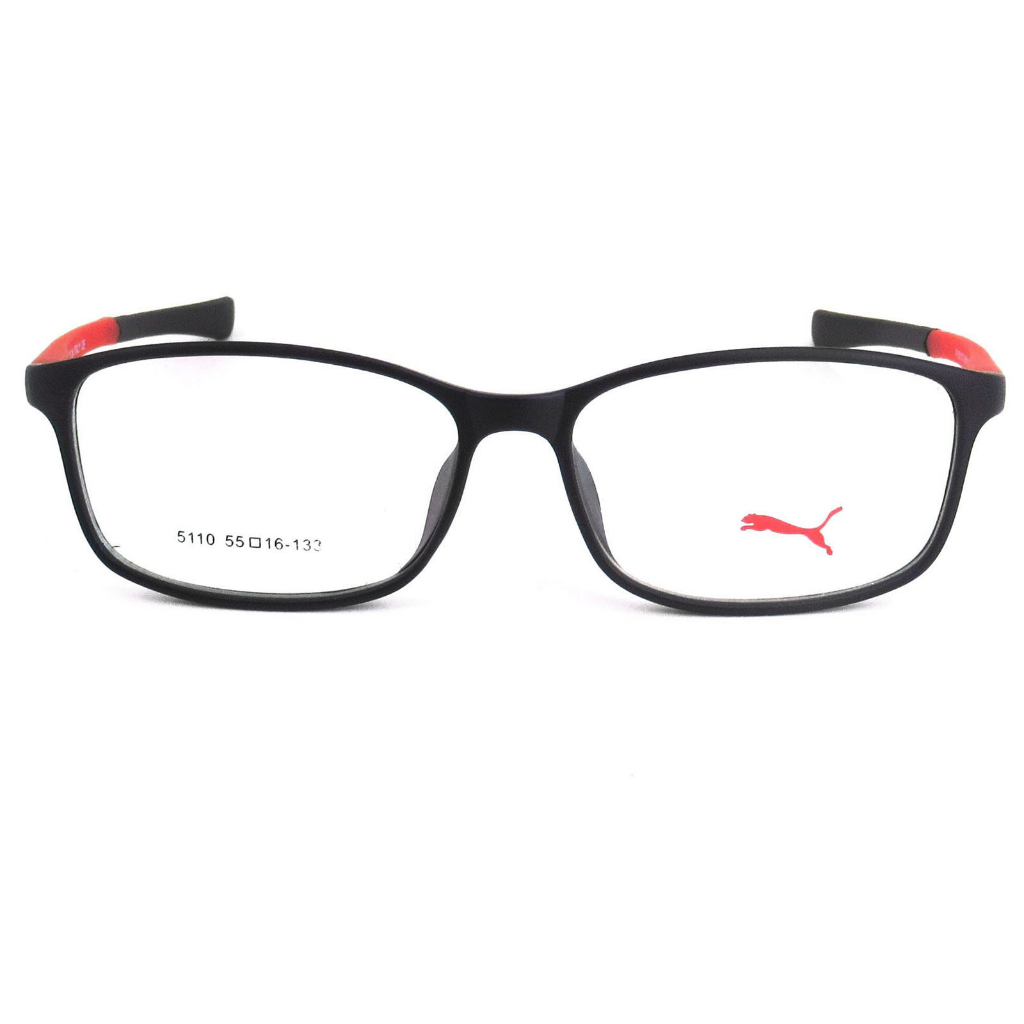 puma-5110-c-1-สีดำขาแดง-กรอบแว่นตา-กรอบเต็ม-ขาข้อต่อ-วัสดุ-พลาสติก-พีซี-เกรด-เอ-สำหรับตัดเลนส์