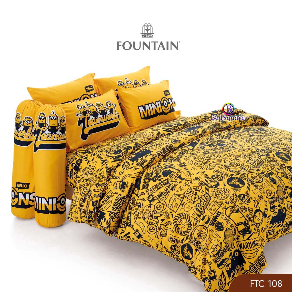 minions-ผ้าปูที่นอน-ไม่รวมผ้านวม-ยี่ห้อ-fountain-ใช้ได้กับที่นอนหนาถึง-13นิ้ว