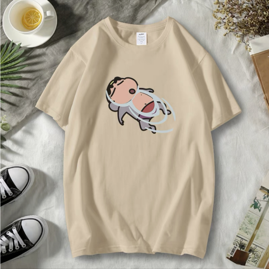 เสื้อยืดผ้าฝ้ายฤดูร้อน-crayon-shinchan-แอนิเมชั่นพิมพ์ลายท่ากรรเชียงน่ารัก