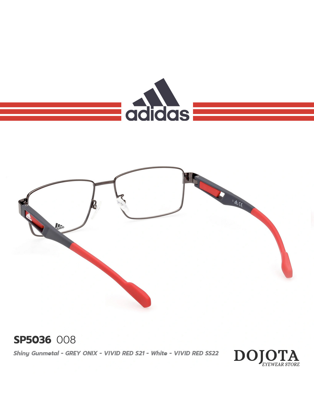 กรอบแว่นตาสไตล์สปอร์ต-adidas-รุ่น-sp5036-008-แบรนด์ลิขสิทธิ์แท้-ดีไซน์สปอร์ต-วัสดุคุณภาพดี-ทนทาน