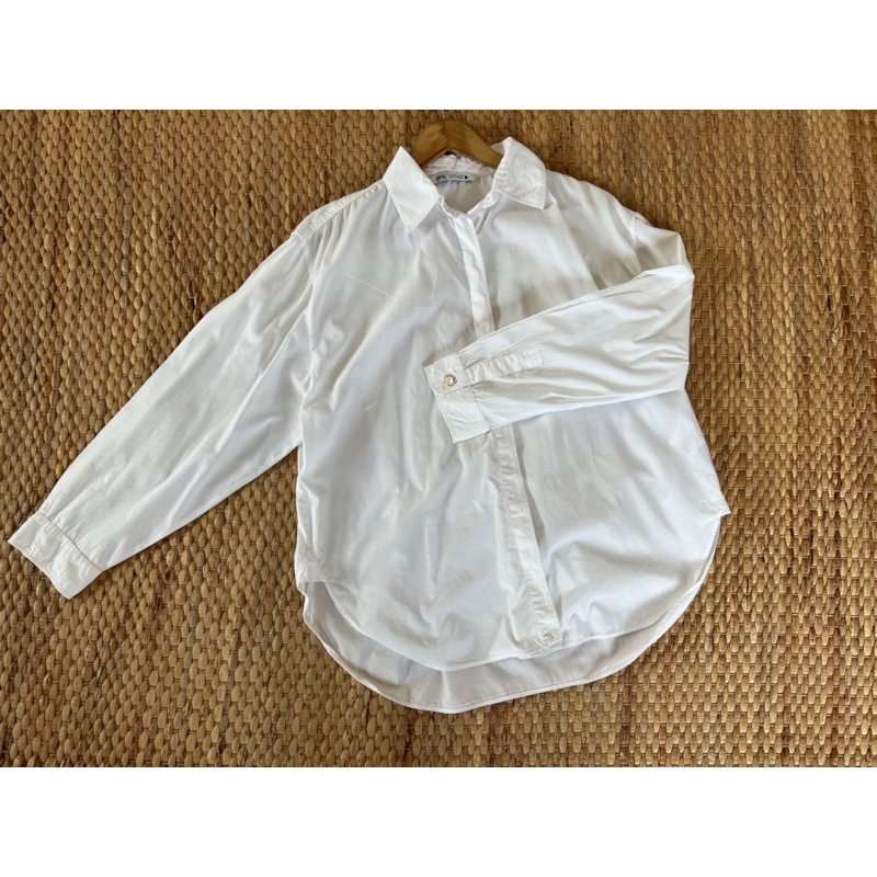 zara-shirt-x-cotton-x-m-oversize-คอลใหม่-ขาวสะอาด-อก-50-ยาว-27-38-code-1208-8