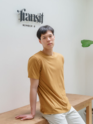 เสื้อยืดสีอัลมอนด์ ผู้ชาย Unisex ใส่สบาย ไม่หดไม่ย้วย