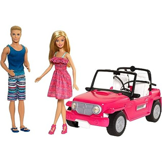 [Amazon.co.jp Limited] Barbie Barbie and Ken Beach Cruiser [แต่งตัวตุ๊กตา/พาหนะ] [Doll with Accessories] [Ages 3 and Up] CJD12